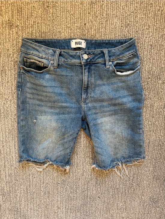 PAIGE Pants - PAIGE Jacqueline Distressed Straight Crop Jeans Women’s 29 Raw Hem Light Wash